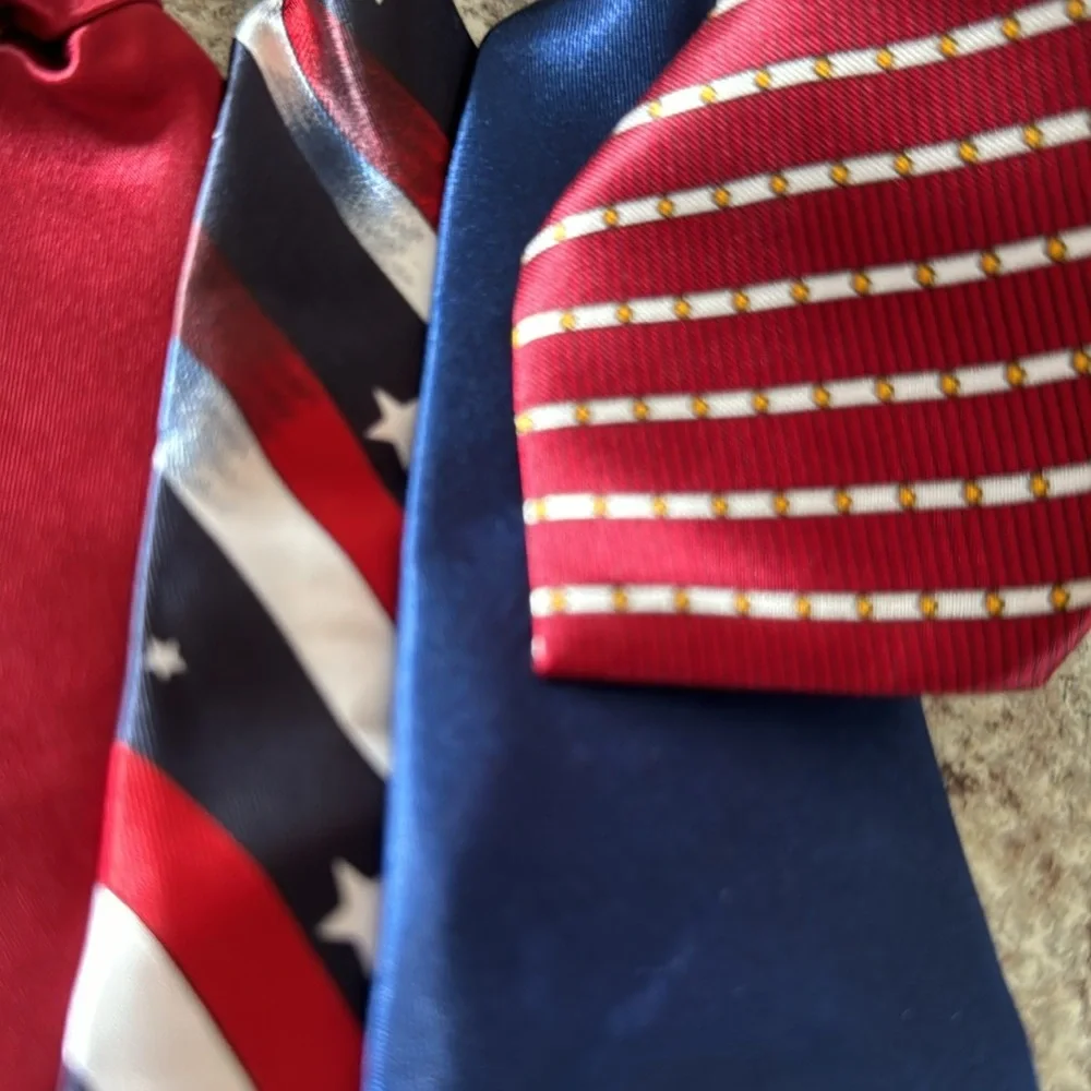Ties 10 inch unisex satin look and feel set of 4 NWOT. Attached elastic cord.